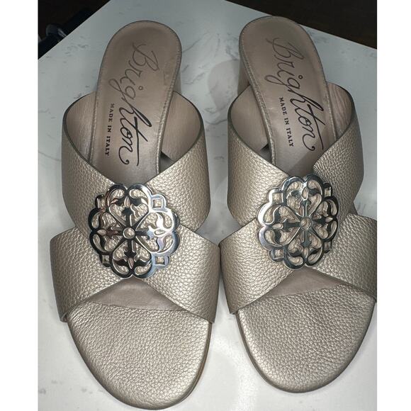Brighton Women's Alison Zinc Pearl Ferrara Block Heel Sandal, Size 8, Like New - Picture 5 of 14